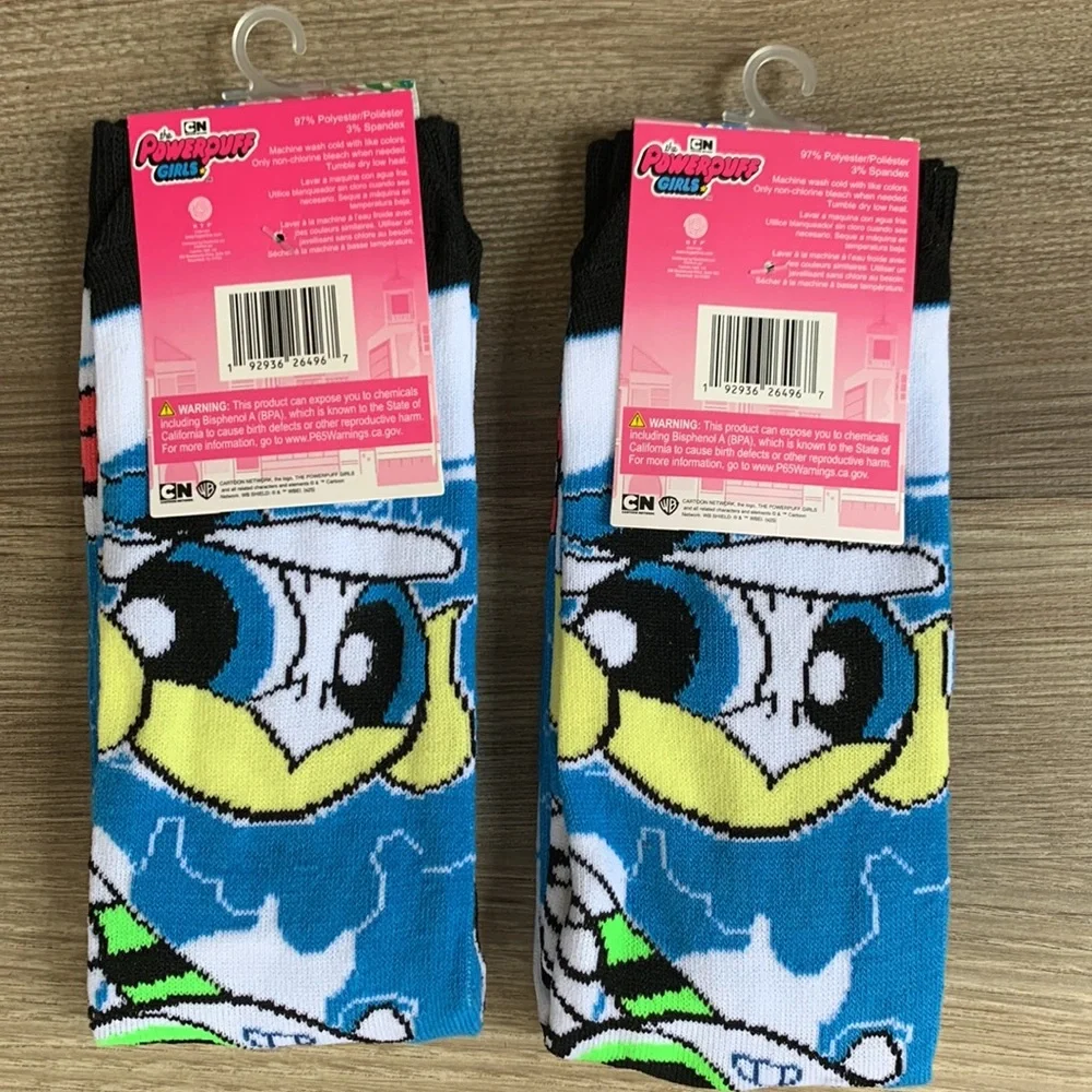 Powerpuff Girls Character Sock 2 pairs Crew Socks Bubbles Blossom Buttercup 🆕